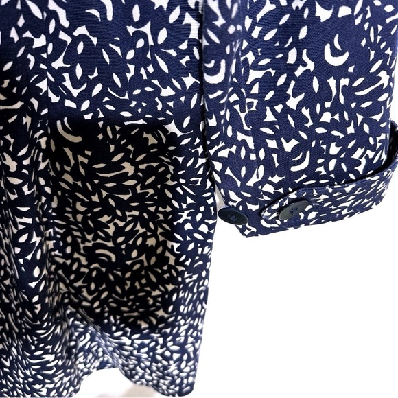 Talbots Floral Print Trench Coat In Navy and White Lined Blue Button Size 14 - Picture 8 of 10
